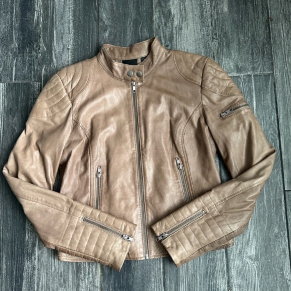 TROUVÉ Genuine Leather Moto Biker Jacket.